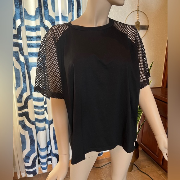 Mesh Sleeve Black Tee Size 2X - Picture 2 of 8
